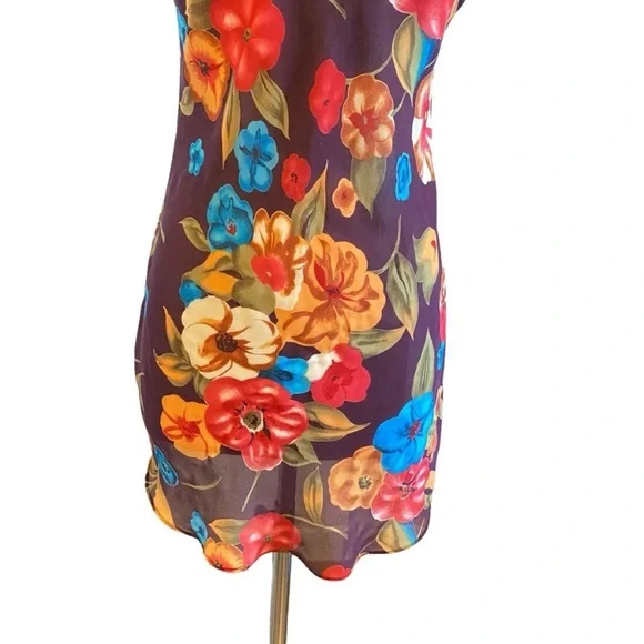 SOLD Vintage Floral Slip Dress V Neck Spaghetti Strap Mini - Picture 3 of 11